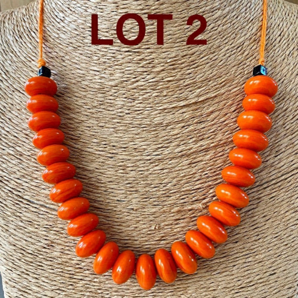 Premium Lot Orange Rondelle Glass Lampwork Gorgeous Artisan Beads 14 x 8mm (25)